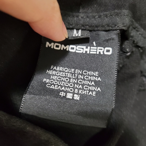 High Waist Black Denim Shorts with Gold Buttons - Picture 4 of 4